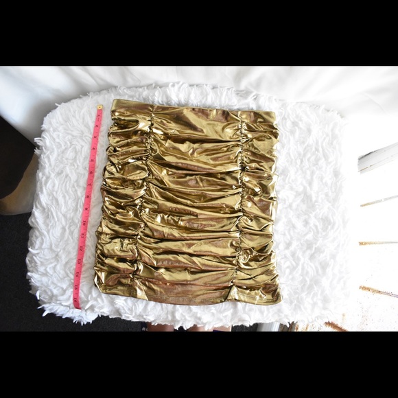 Milk & Honey Stretchy Gold Ruched Sheer Skirt - Picture 4 of 6